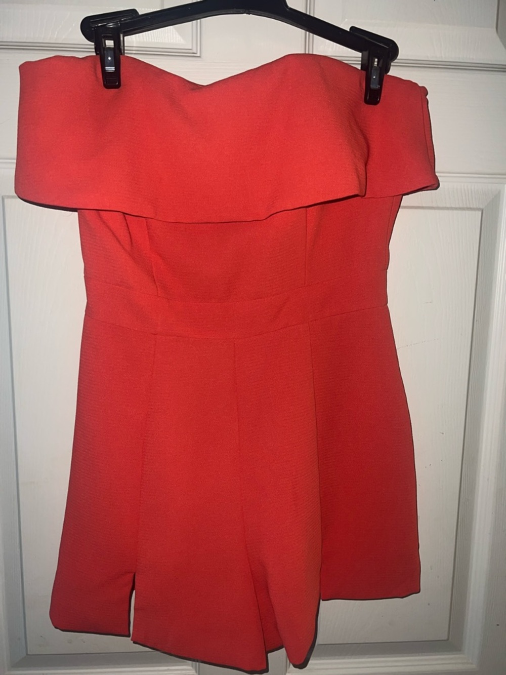 Do+Be Strapless Coral Red Fold-Over Women’s Romper